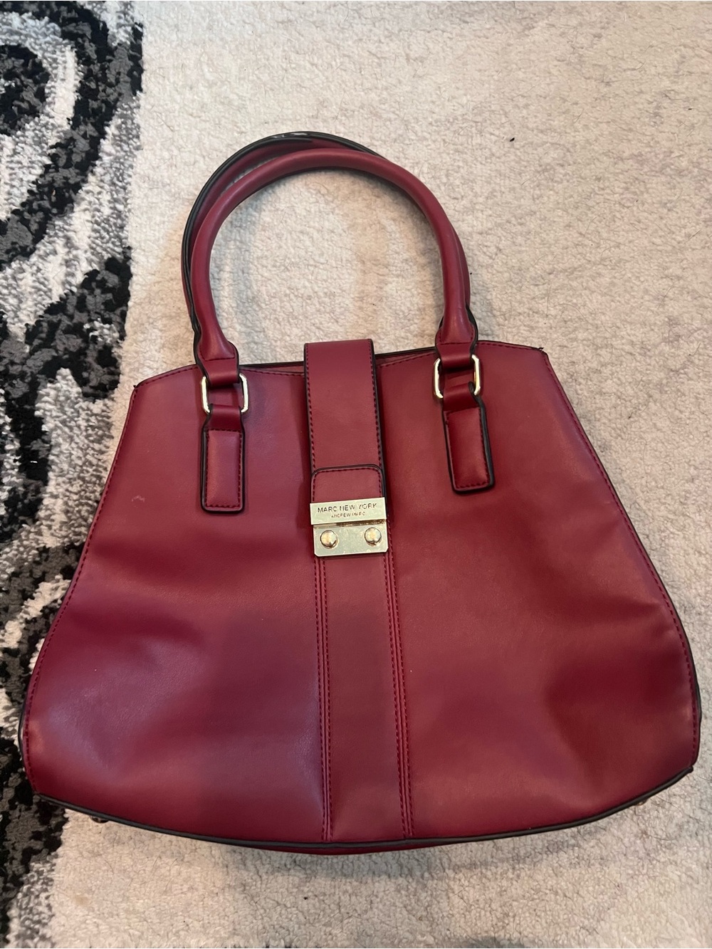 Marc New York Andrew Marc 11x13 Maroon Red Genuine Leather Handbag Purse